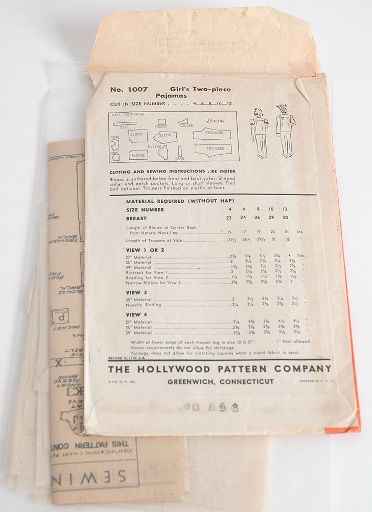 1940s Hollywood pajama pattern 1007