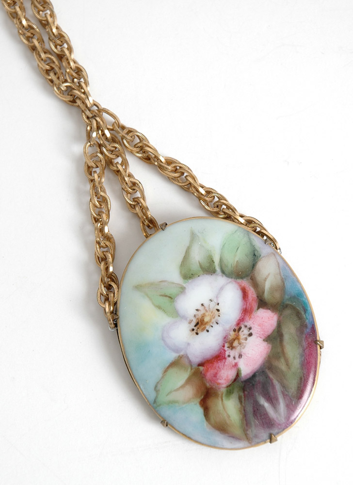 vintage hand painted porcelain cameo necklace – Sweet Air Vintage