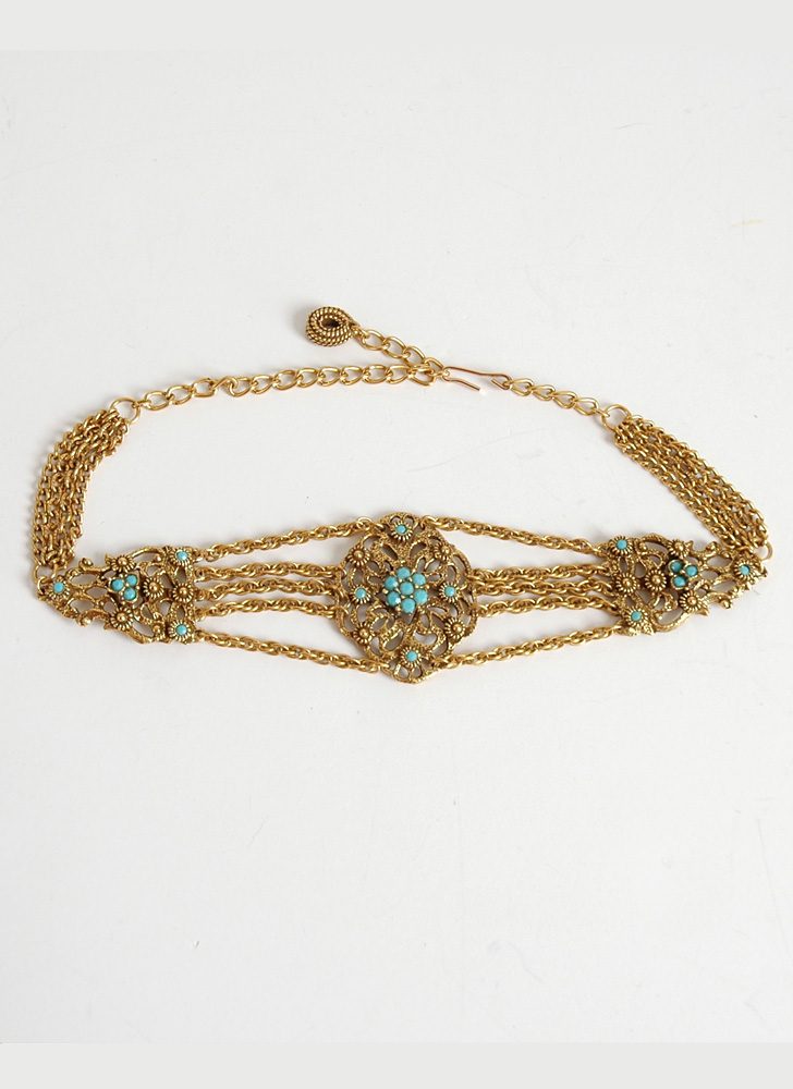 1950s Victorian-inspired choker with faux turquoise