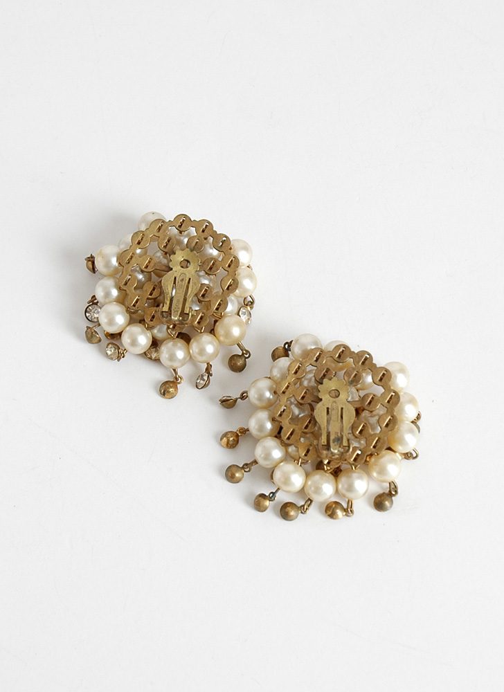 1950s pearl and rhinestone earrings