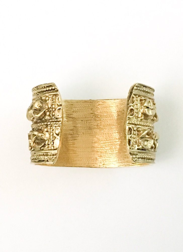 1950s 60s antiqued goldtone cuff bracelet