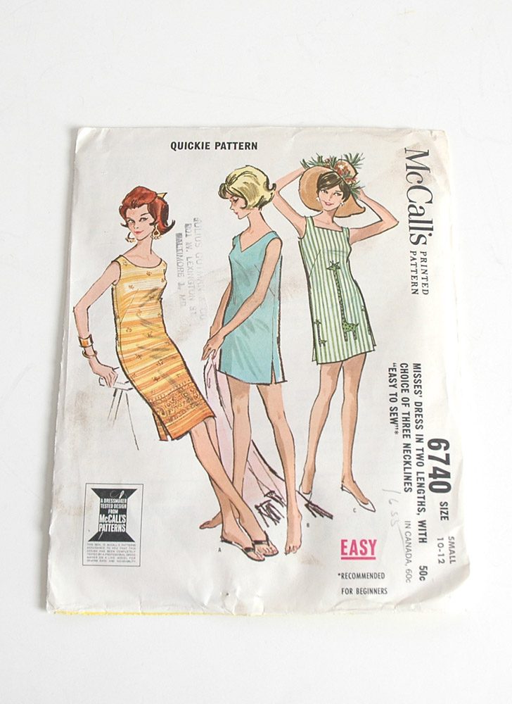 1960s McCall's shift dress pattern 6740