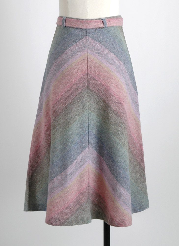 1970s pastel chevron stripe skirt