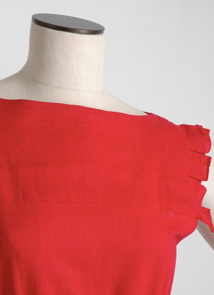 1980s Pierre Cardin red linen dress
