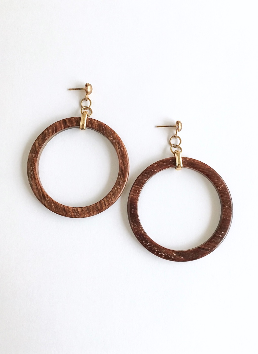 1960s 70s wood hoop earrings – Sweet Air Vintage