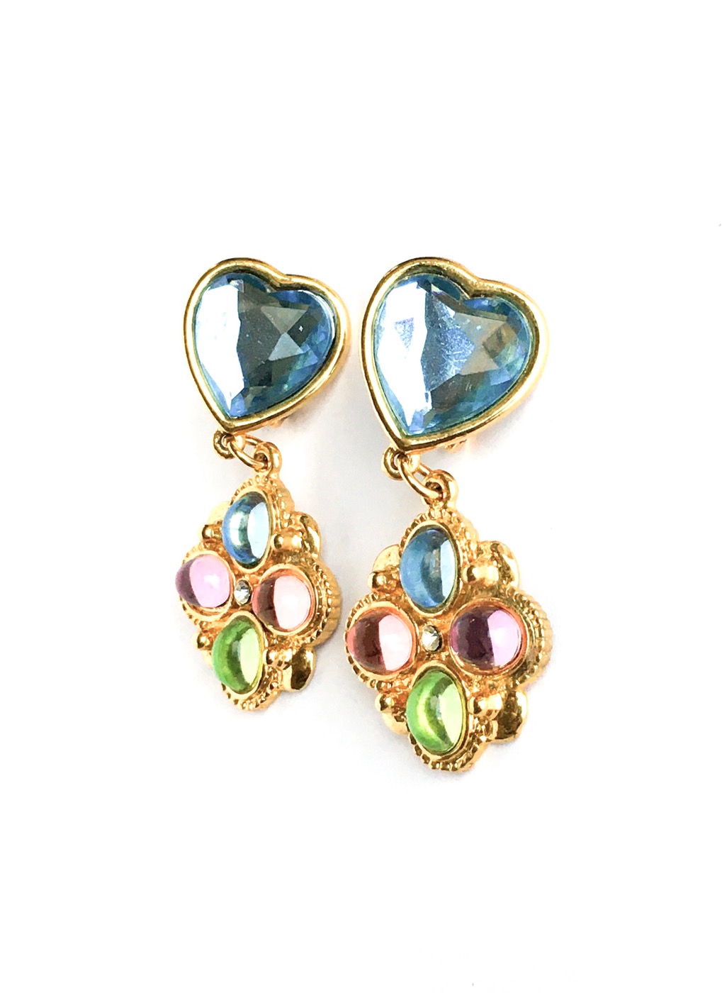 1980s pastel + gold heart drop earrings – Sweet Air Vintage